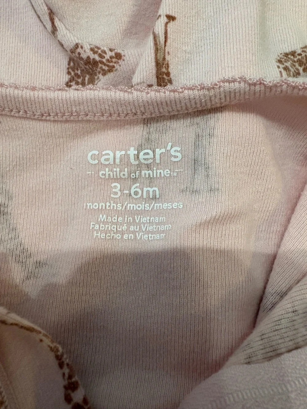 Carter's Pink Giraffe Print Footed Zip Pajamas